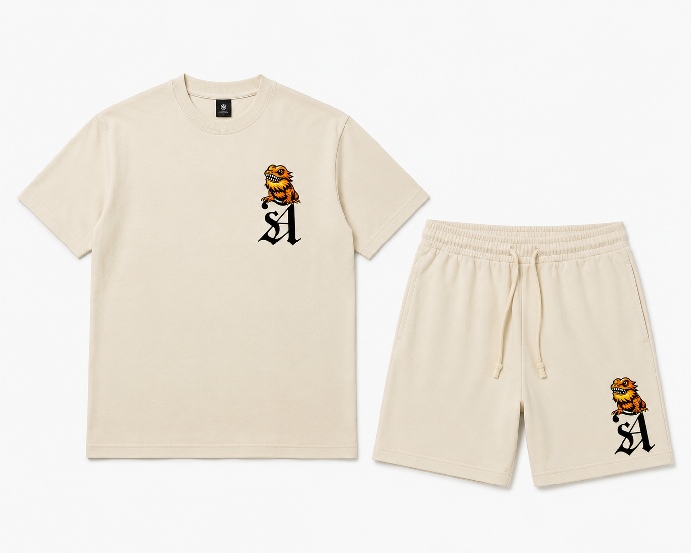 Orange Lizard Short Set Cream Color
