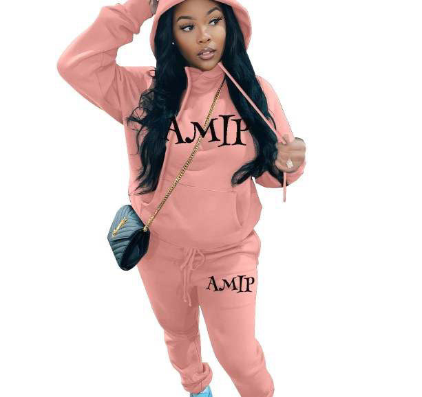 Amip Womens Pink Hoodie Sweatsuit