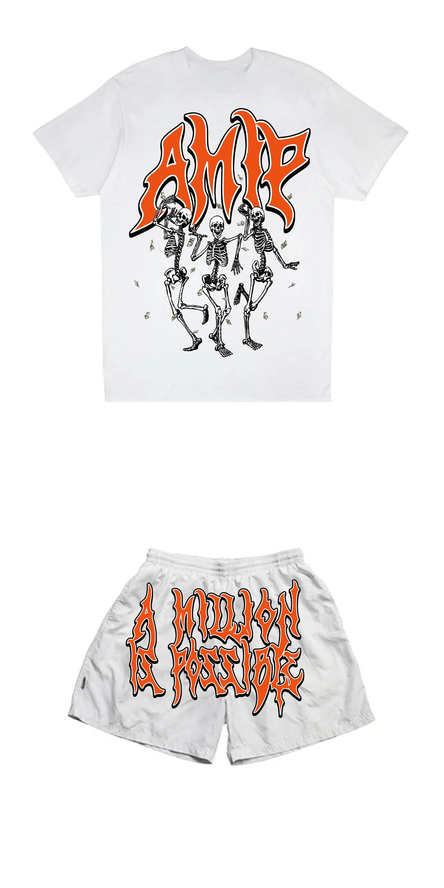 Amip Spooky Skull Tee Orange Set